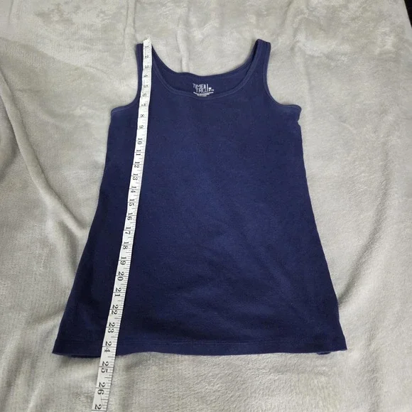 Time And Tru Tank Top Womens Medium Blue Scoop Neck Basic Stretch Shirt - Picture 7 of 9